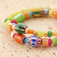 Nuevo 14 Agosto - Coloridos abalorios millefiori con rayas